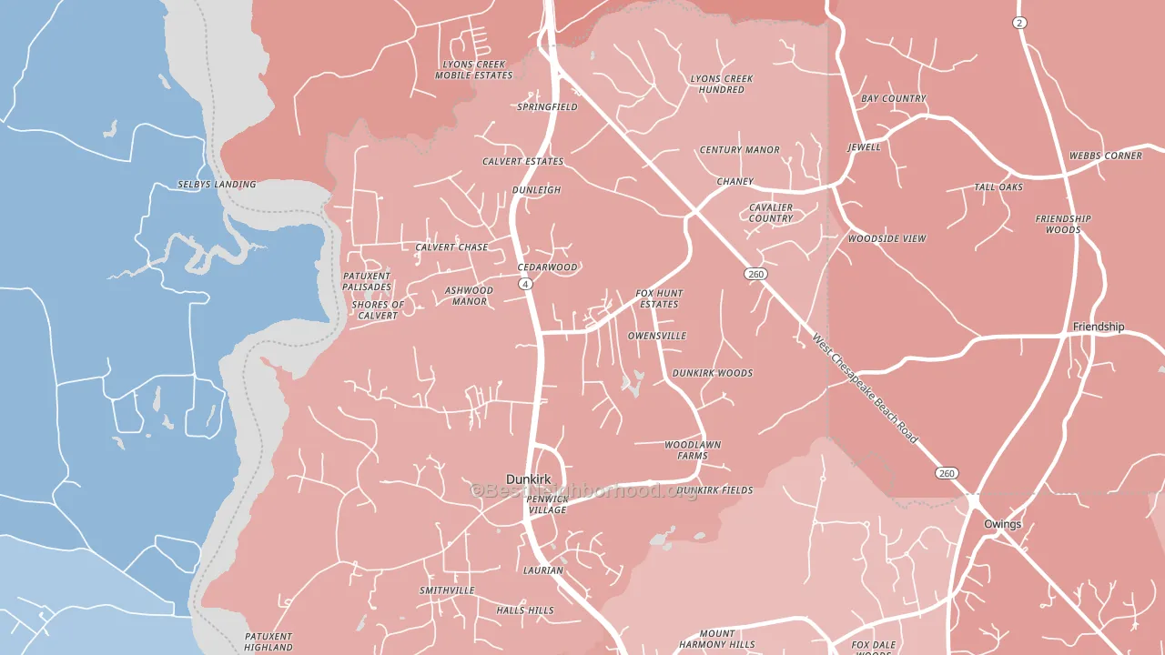 20754, MD block-group political-lean map