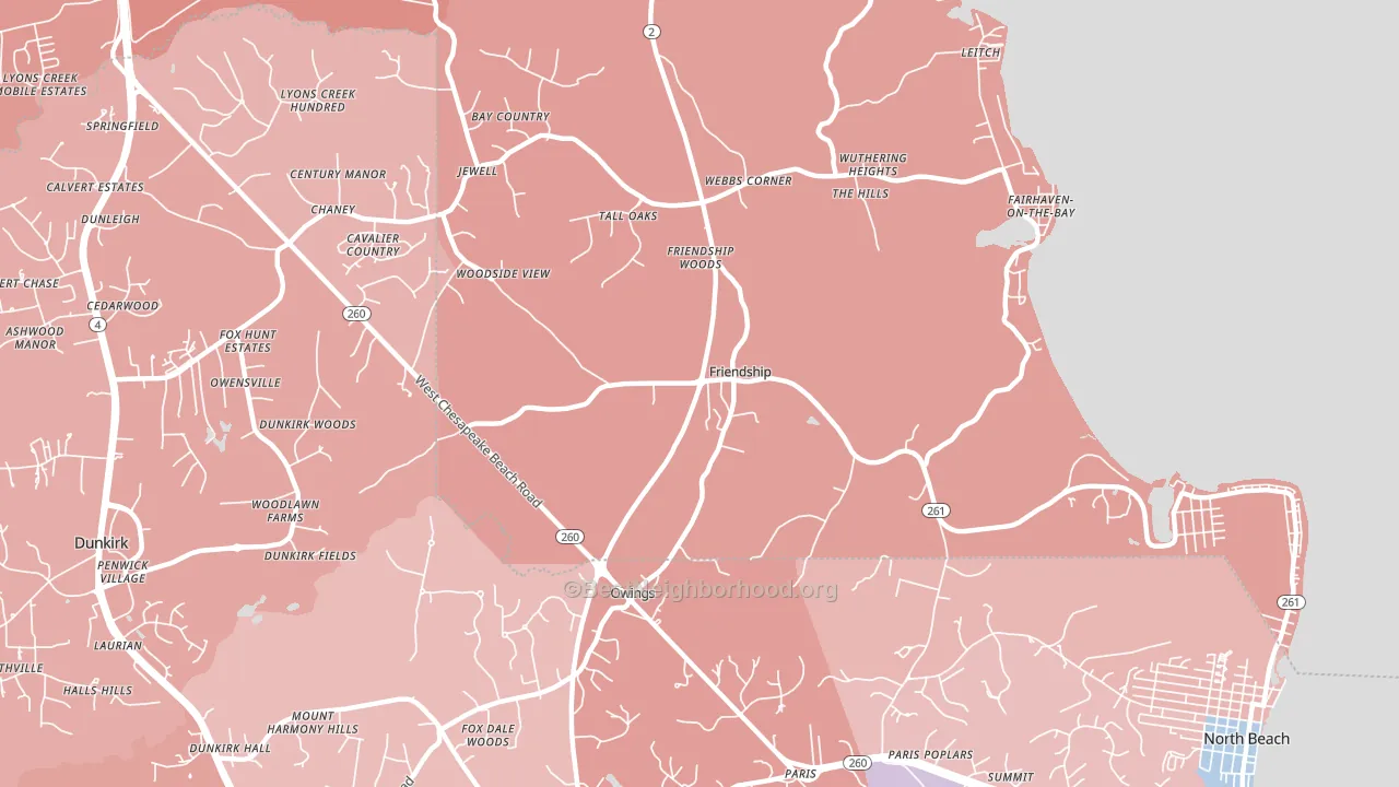 20758, MD block-group political-lean map