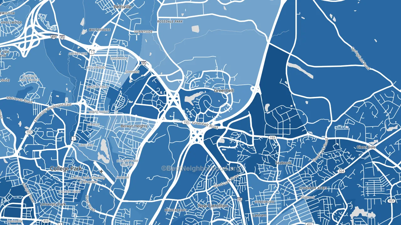 20770, MD block-group political-lean map