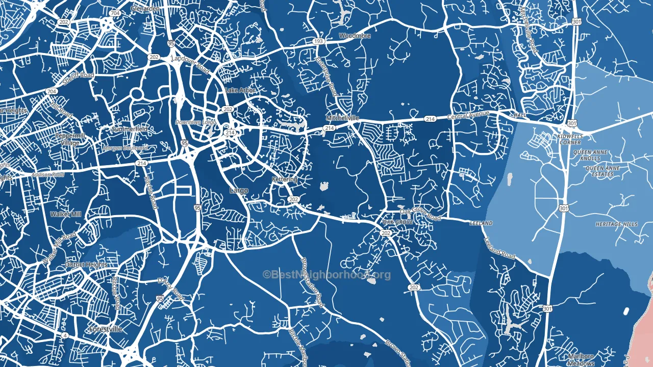 20774, MD block-group political-lean map
