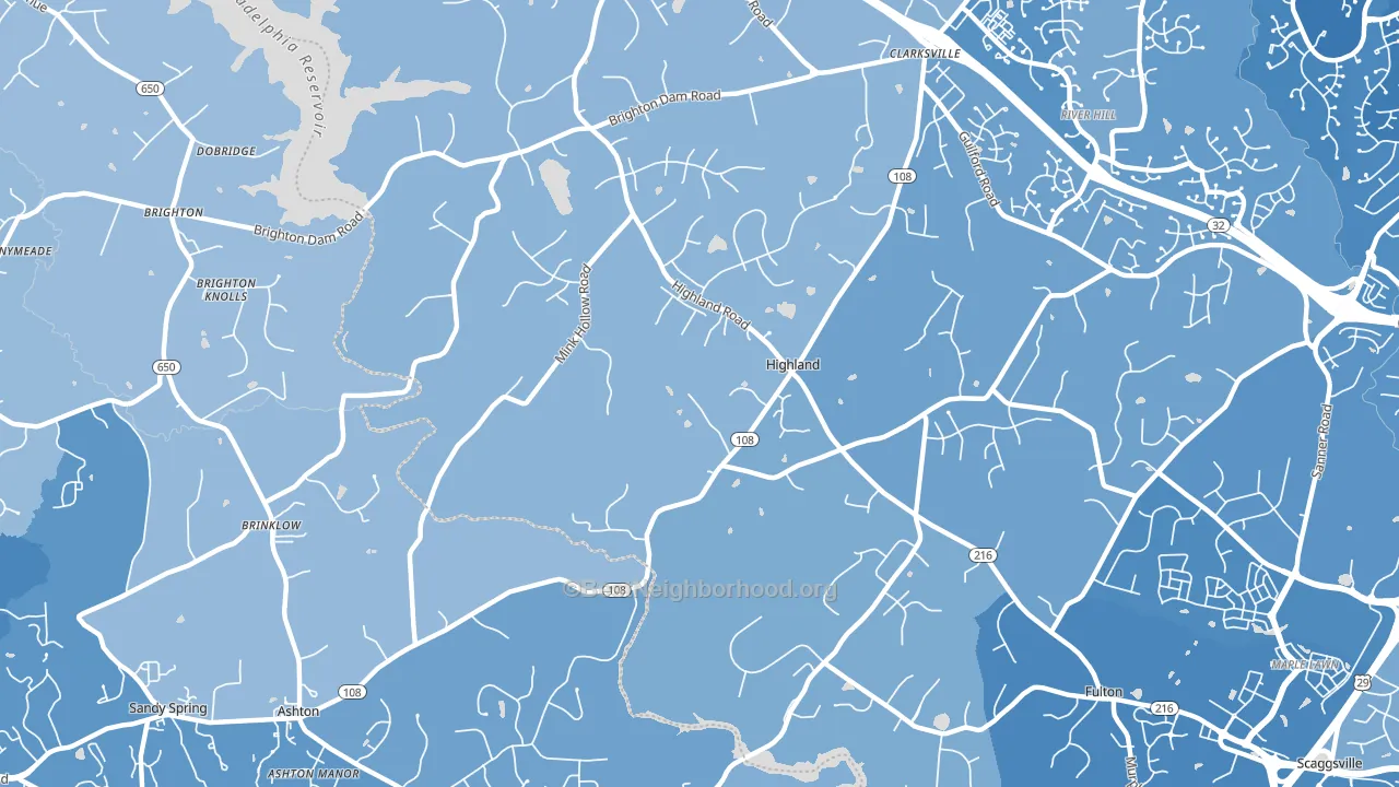 20777, MD block-group political-lean map