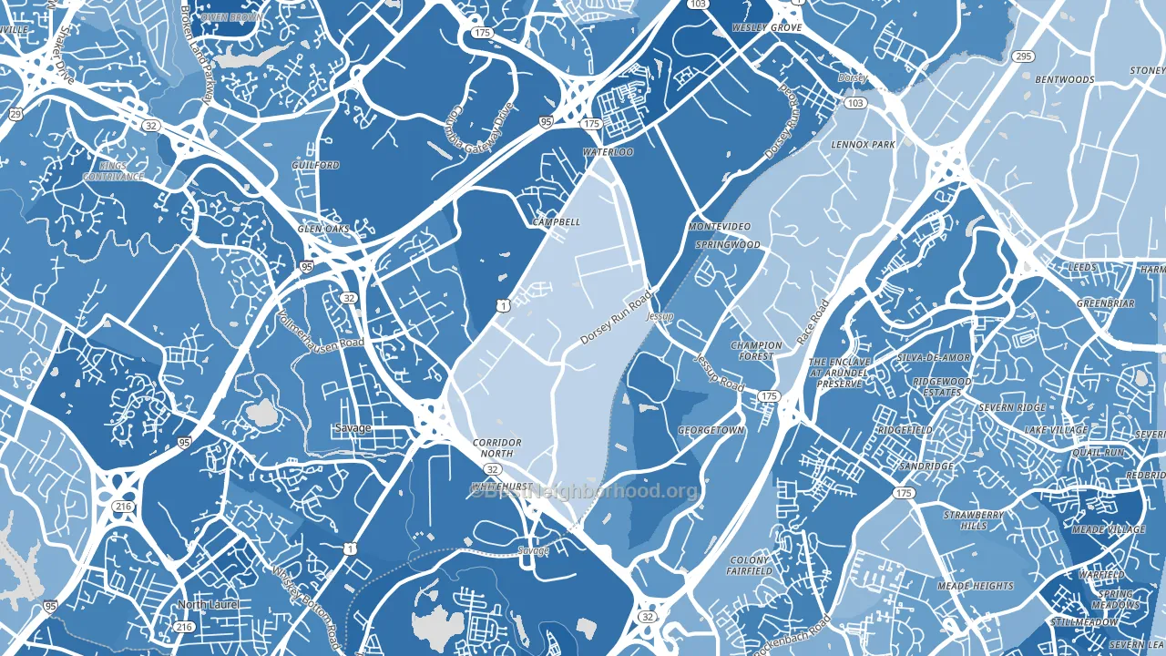 20794, MD block-group political-lean map