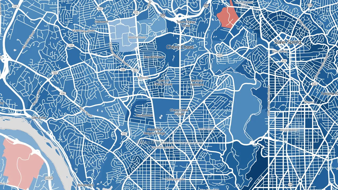 20815, MD block-group political-lean map
