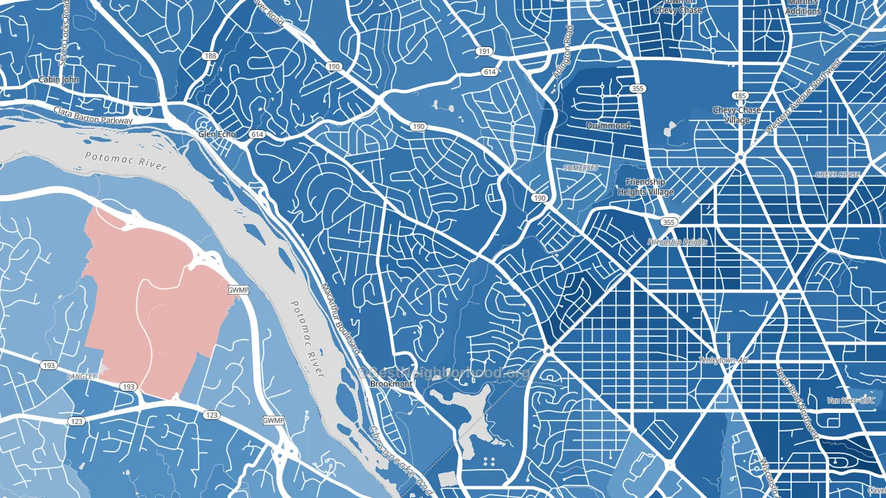 20816, MD block-group political-lean map