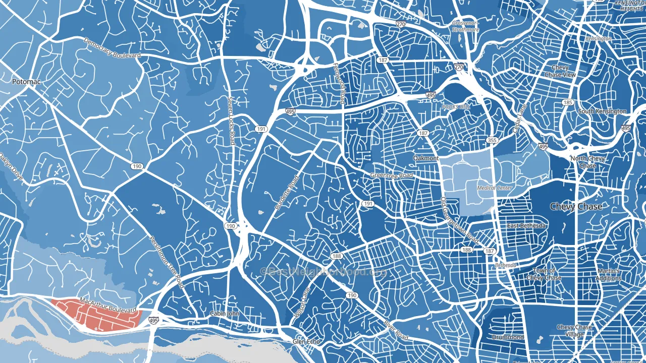 20817, MD block-group political-lean map