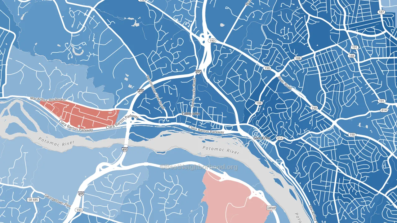 20818, MD block-group political-lean map
