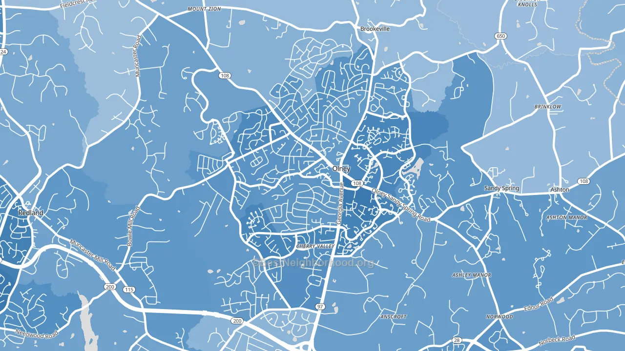 20832, MD block-group political-lean map
