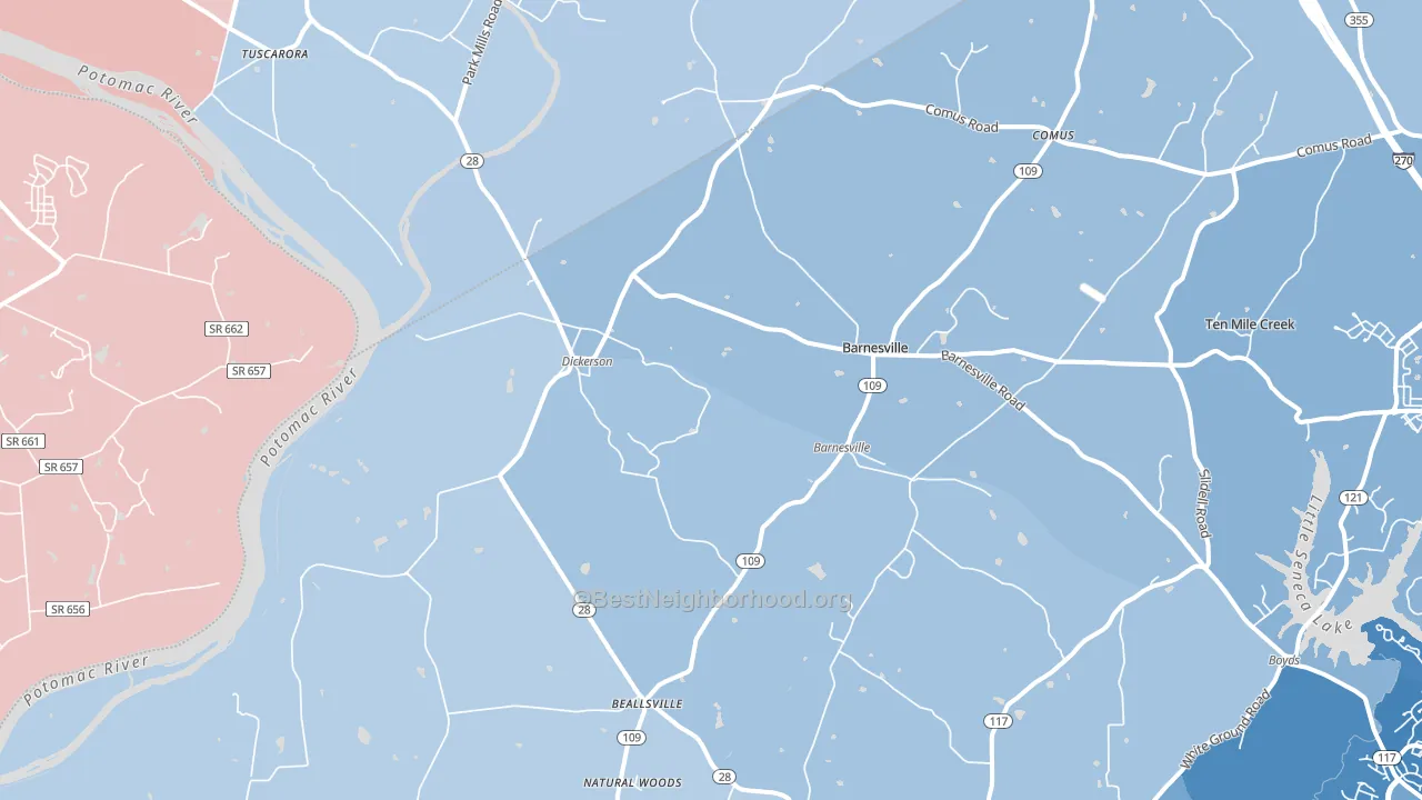 20842, MD block-group political-lean map