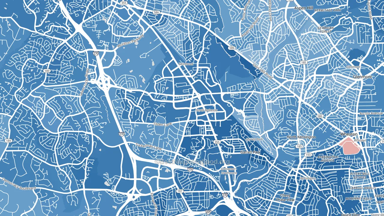 20852, MD block-group political-lean map