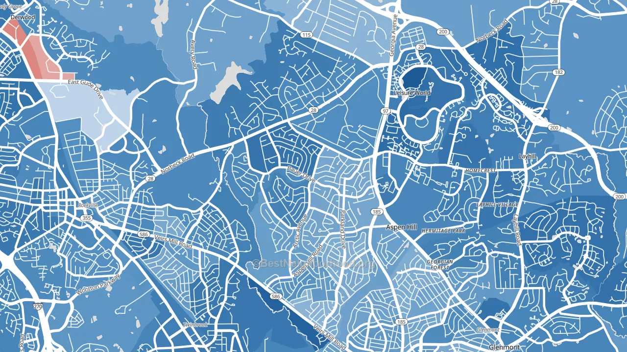 20853, MD block-group political-lean map