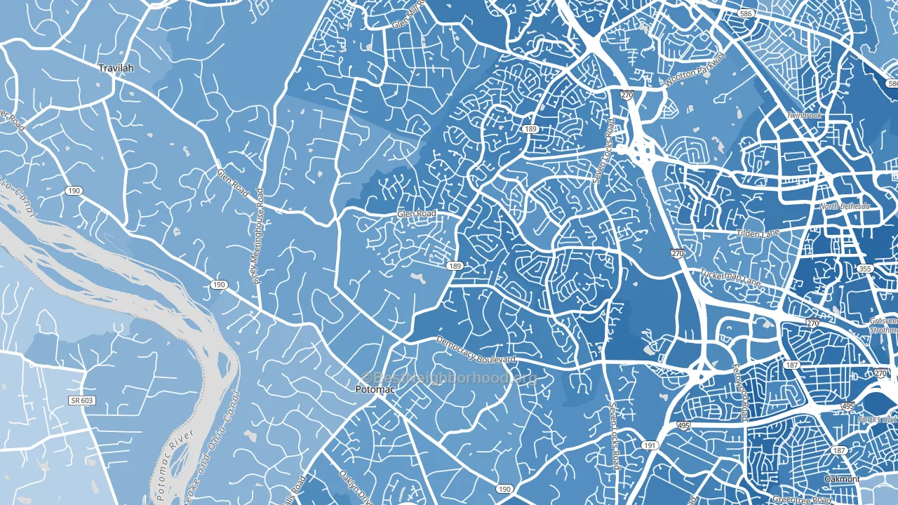 20854, MD block-group political-lean map