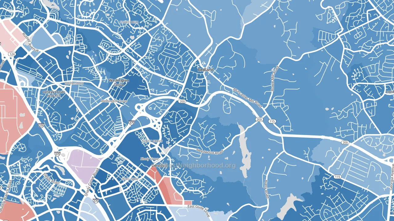 20855, MD block-group political-lean map