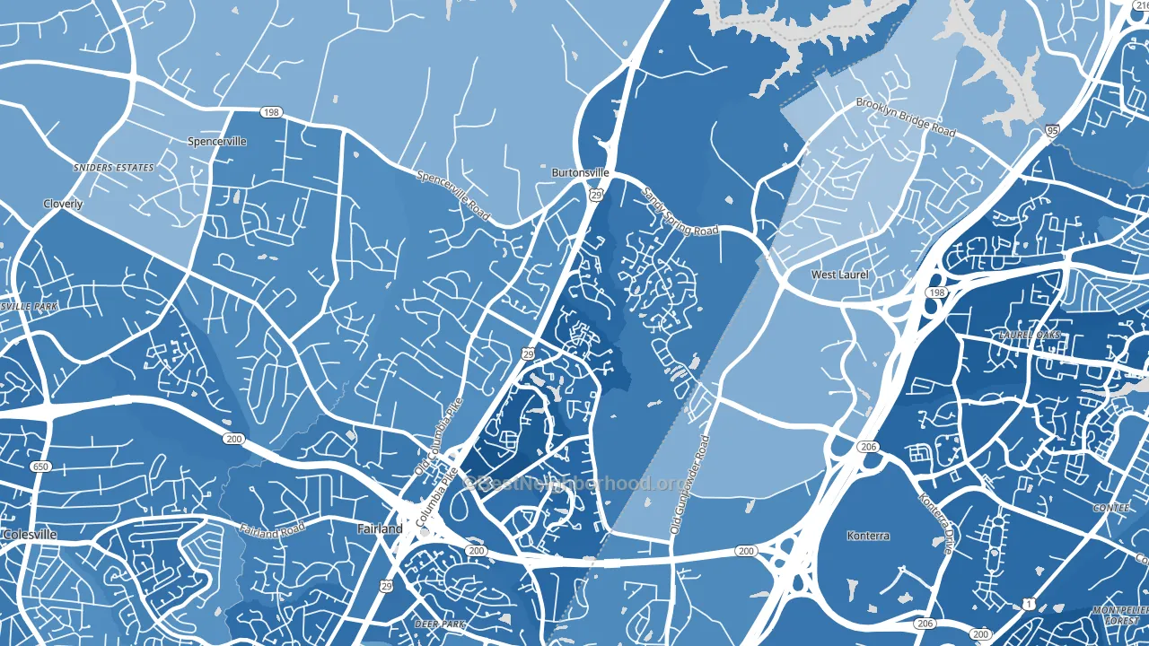 20866, MD block-group political-lean map