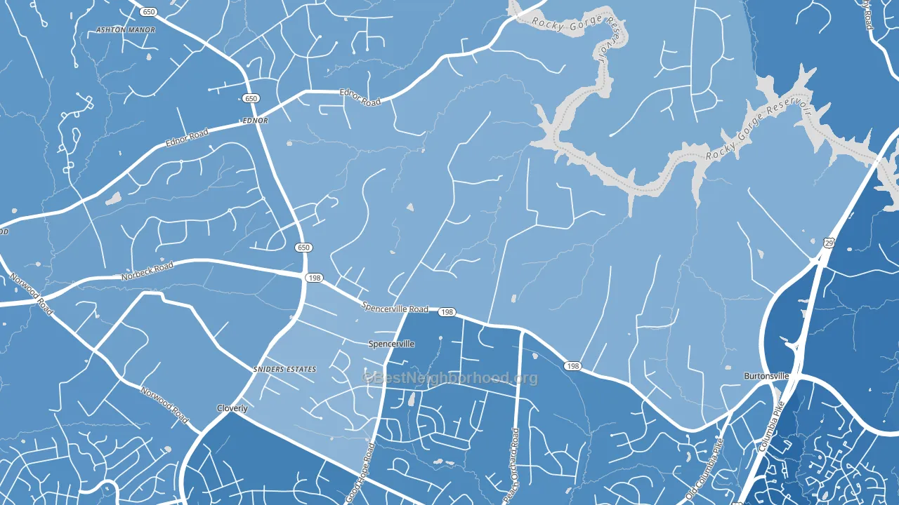 20868, MD block-group political-lean map
