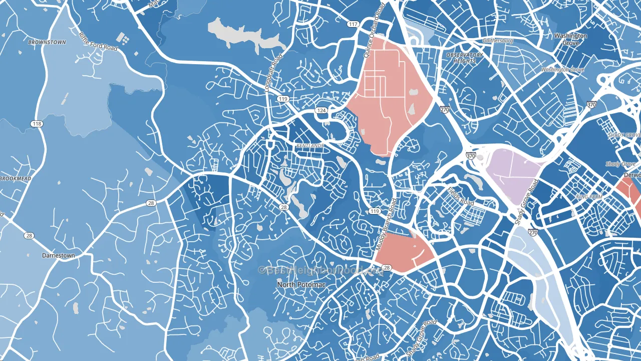20878, MD block-group political-lean map