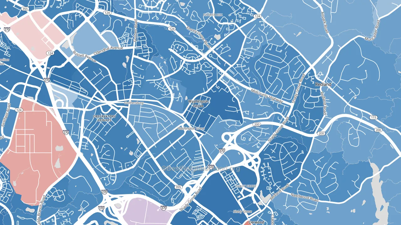 20880, MD block-group political-lean map