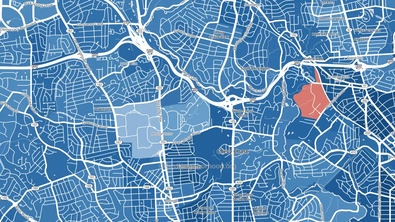 20889, MD block-group political-lean map