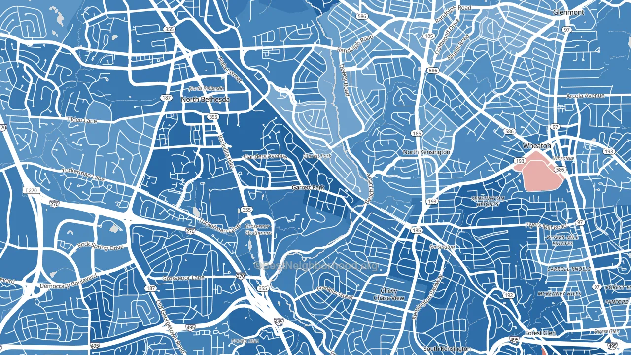 20896, MD block-group political-lean map