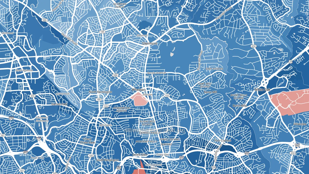 20902, MD block-group political-lean map
