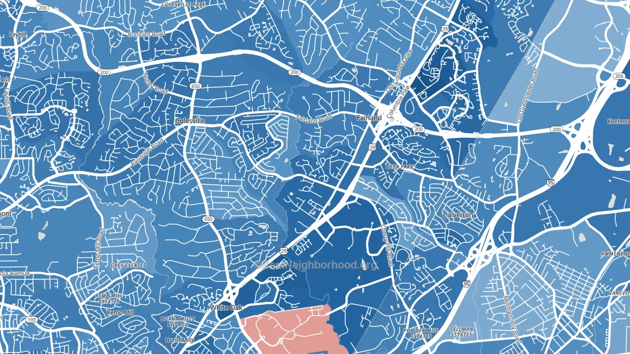 20904, MD block-group political-lean map
