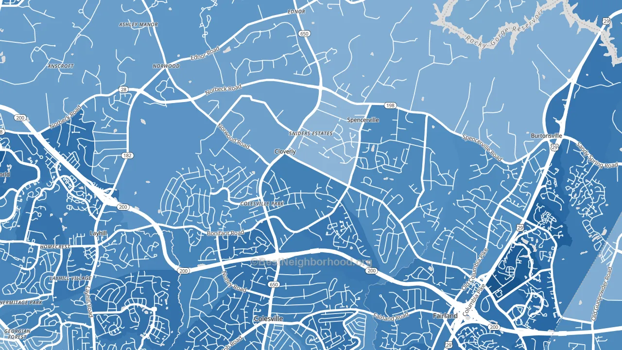 20905, MD block-group political-lean map