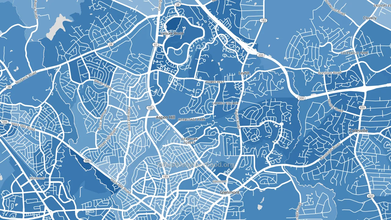 20906, MD block-group political-lean map