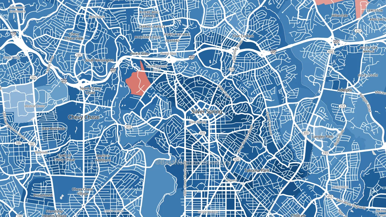20910, MD block-group political-lean map
