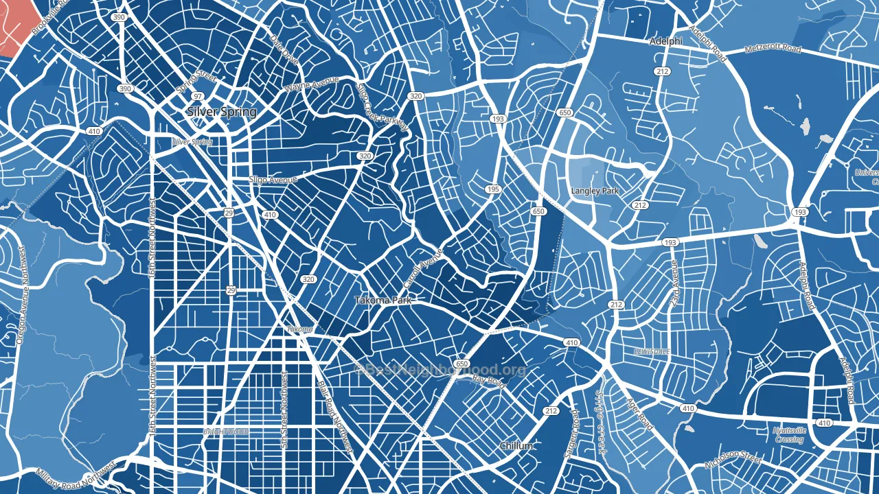 20912, MD block-group political-lean map