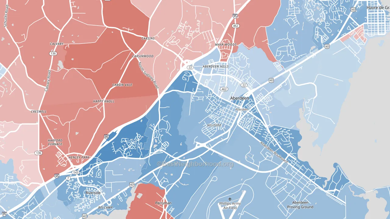 21001, MD block-group political-lean map