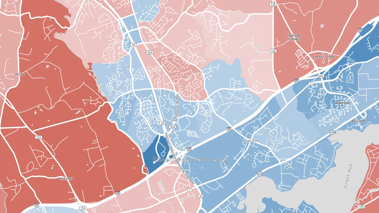 21009, MD block-group political-lean map
