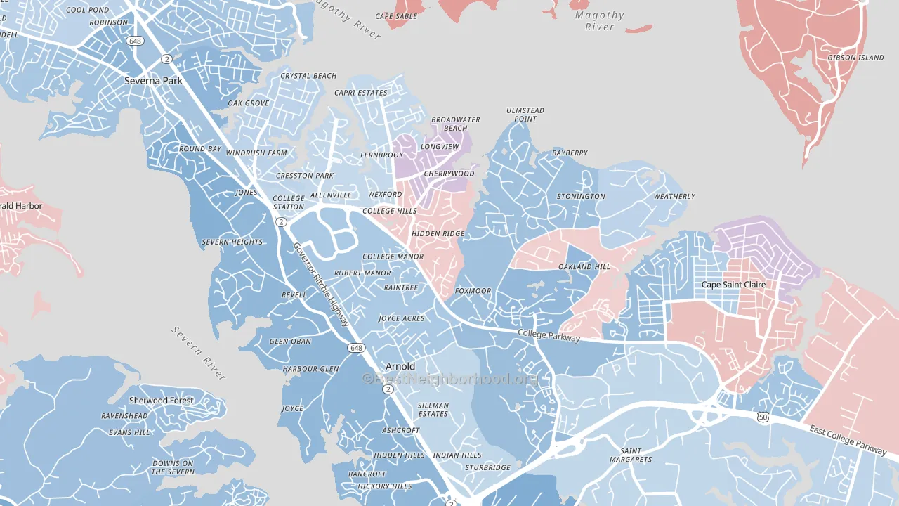 21012, MD block-group political-lean map
