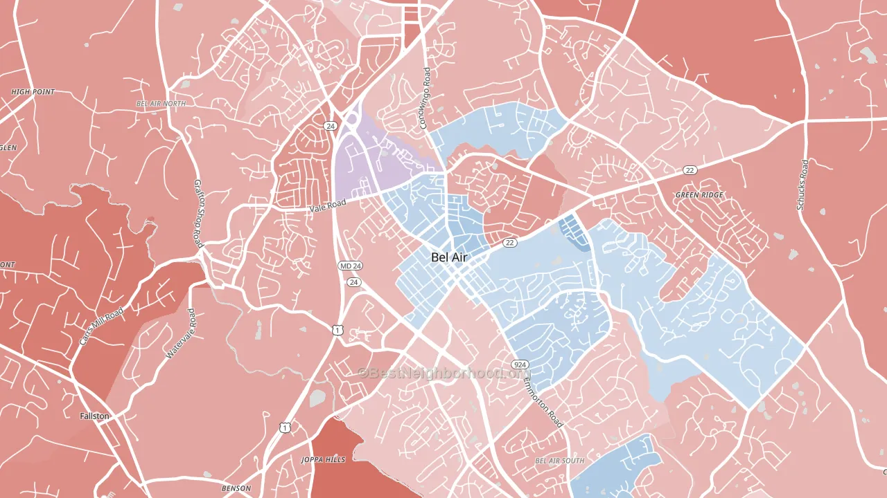 21014, MD block-group political-lean map