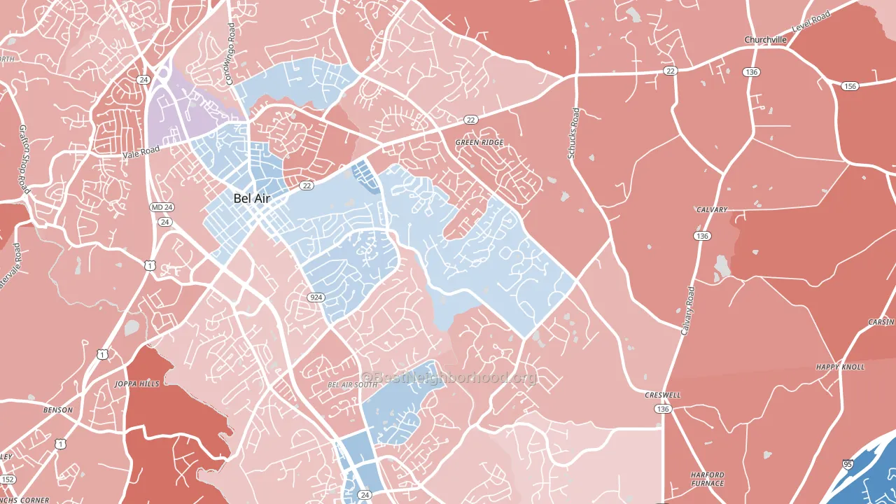 21015, MD block-group political-lean map