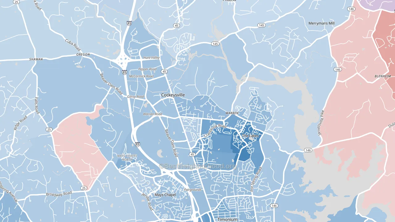 21030, MD block-group political-lean map