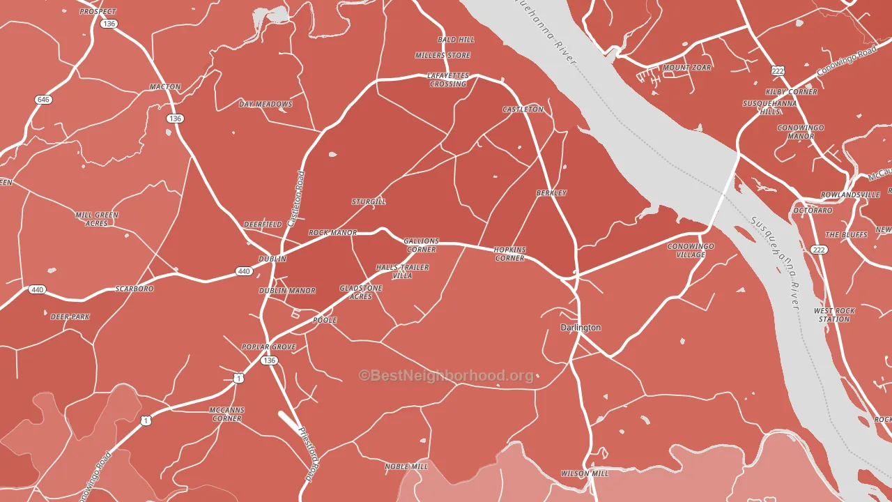 21034, MD block-group political-lean map