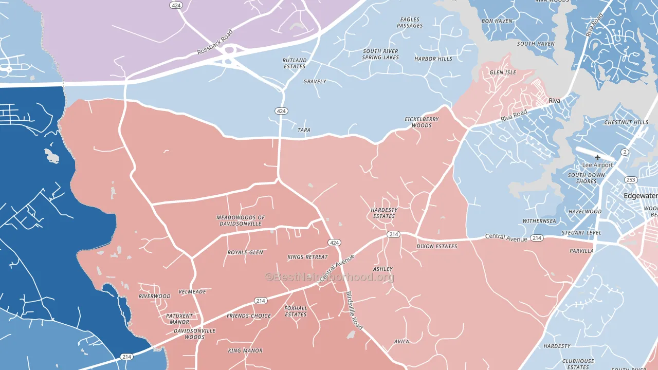 21035, MD block-group political-lean map