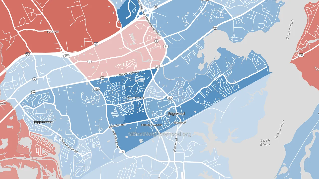 21040, MD block-group political-lean map