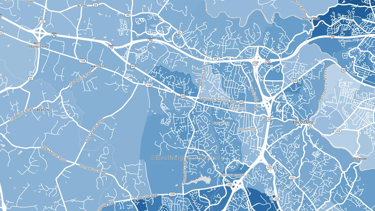 21042, MD block-group political-lean map