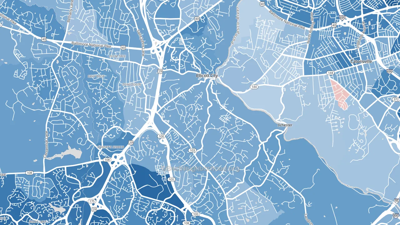 21043, MD block-group political-lean map