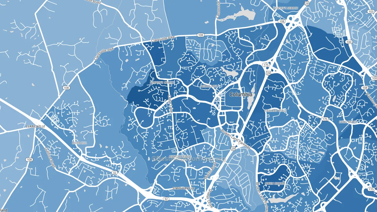 21044, MD block-group political-lean map