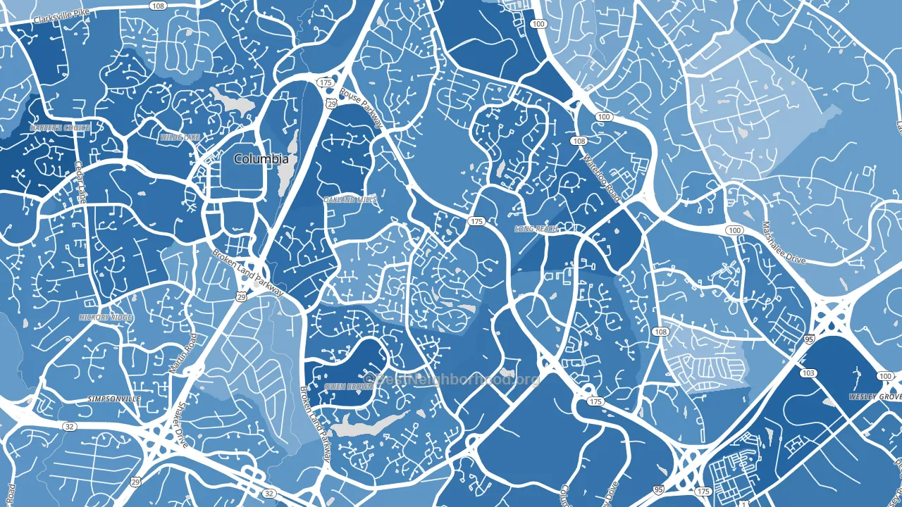 21045, MD block-group political-lean map