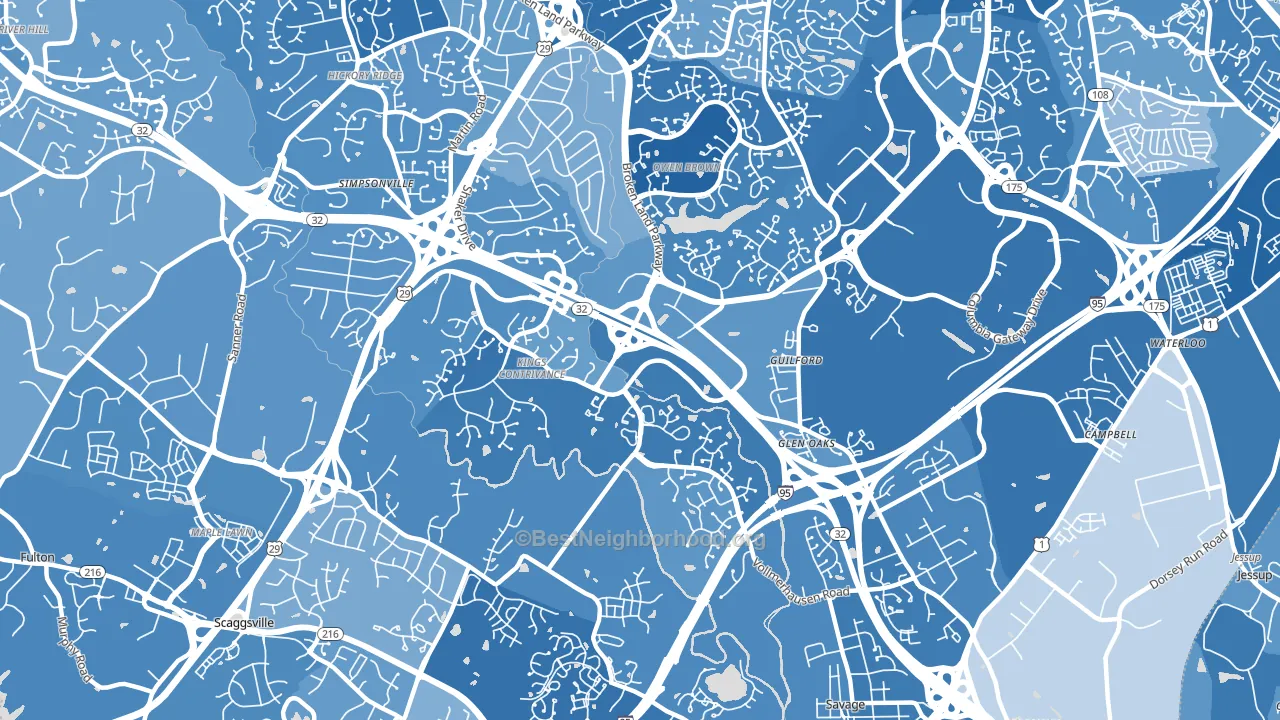 21046, MD block-group political-lean map