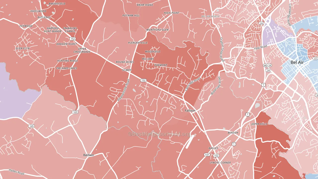 21047, MD block-group political-lean map