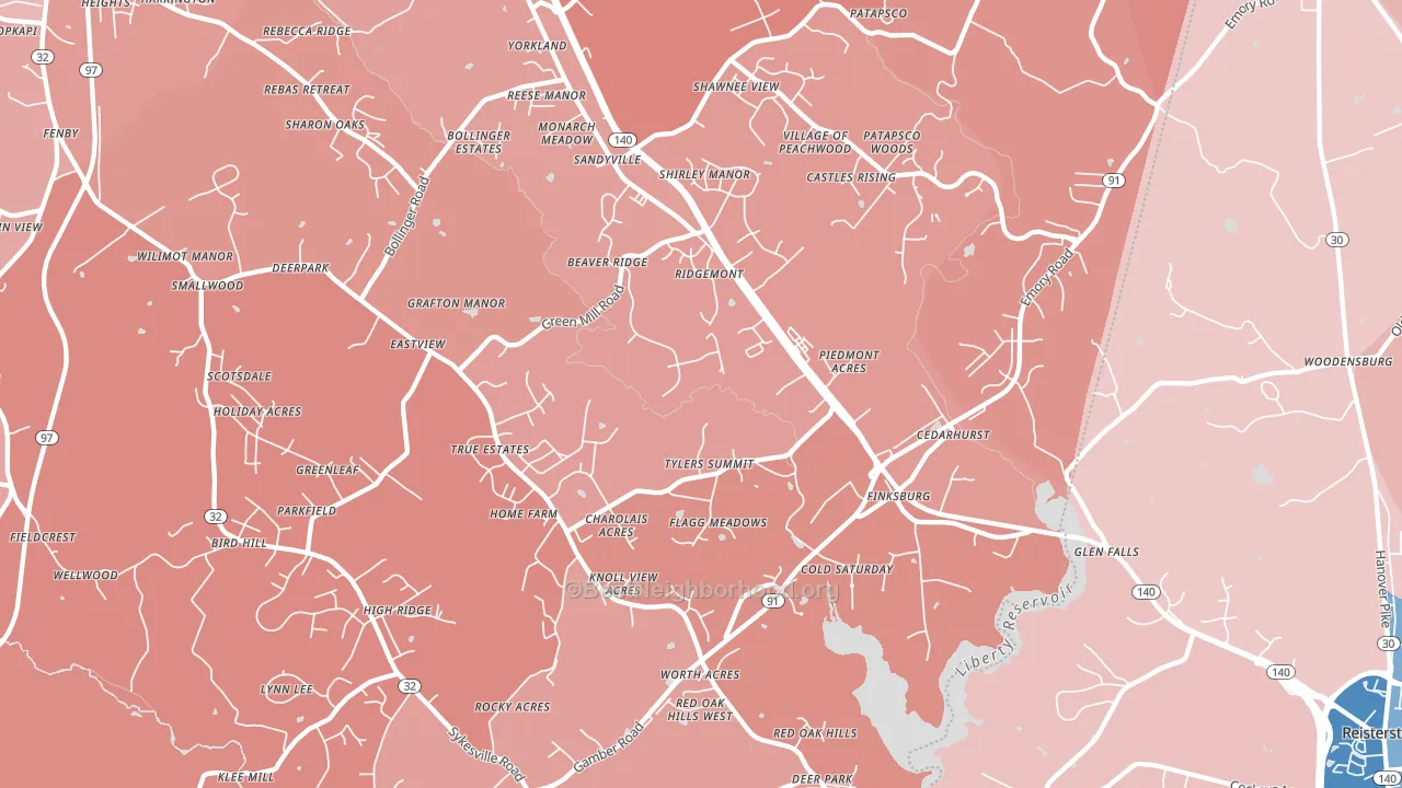 21048, MD block-group political-lean map