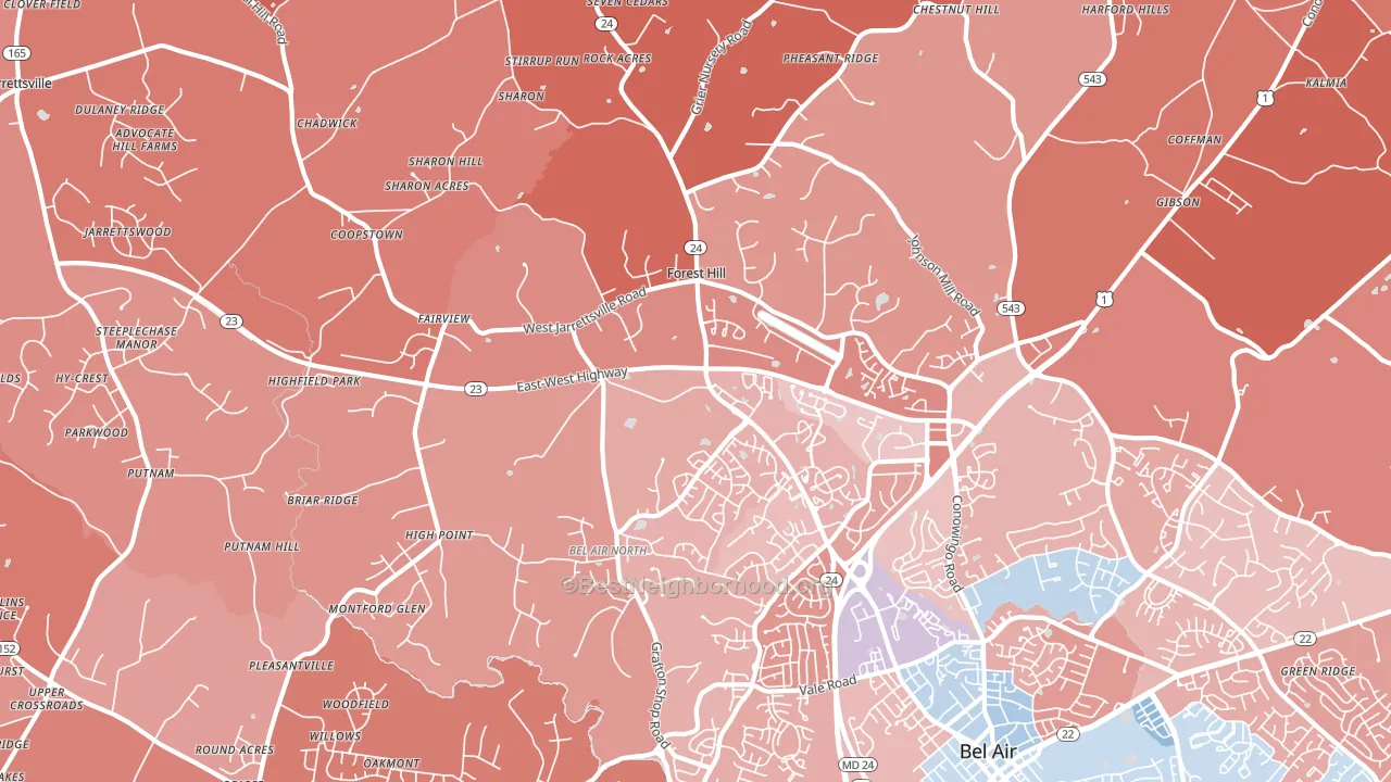 21050, MD block-group political-lean map