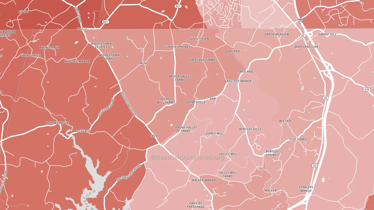 21053, MD block-group political-lean map