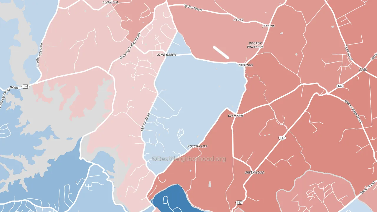 21057, MD block-group political-lean map