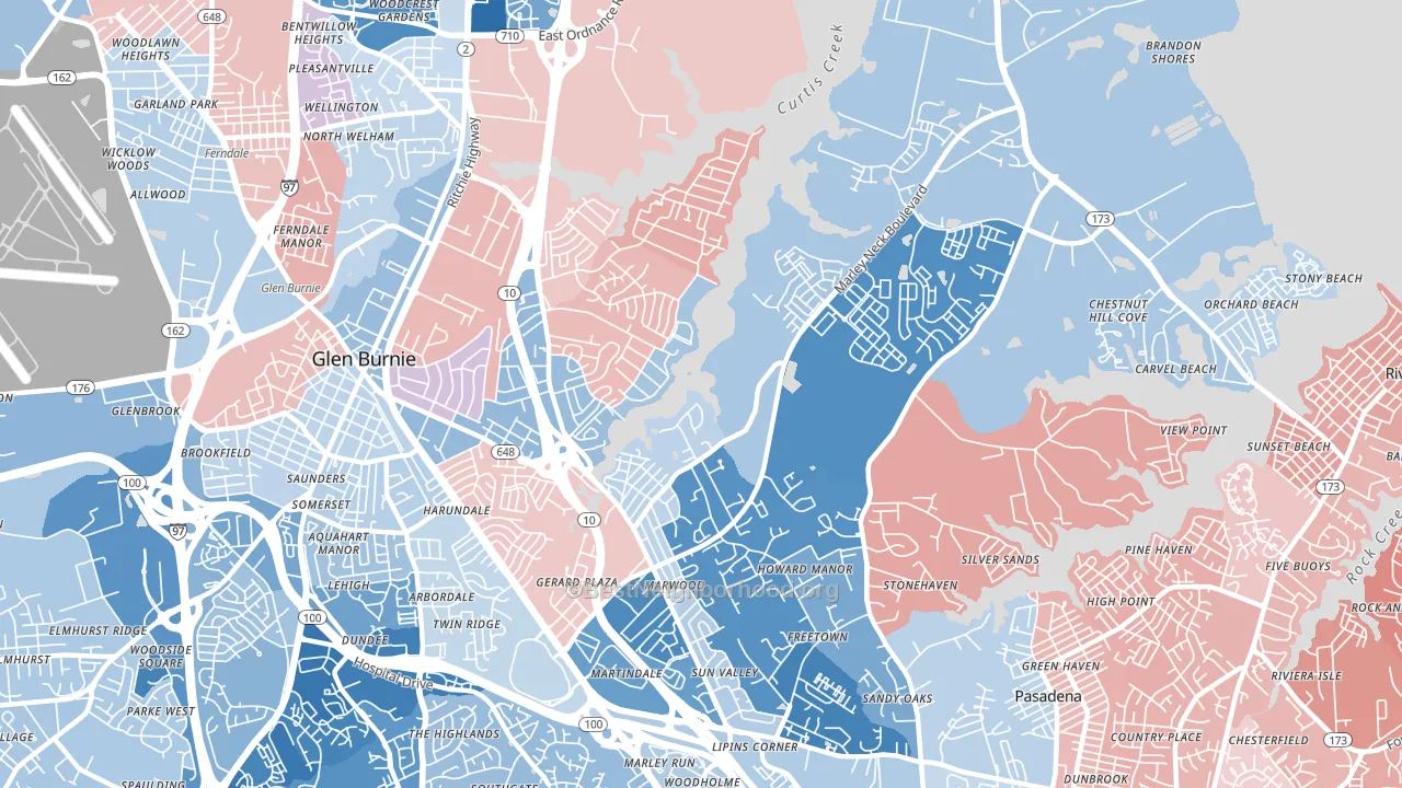 21060, MD block-group political-lean map
