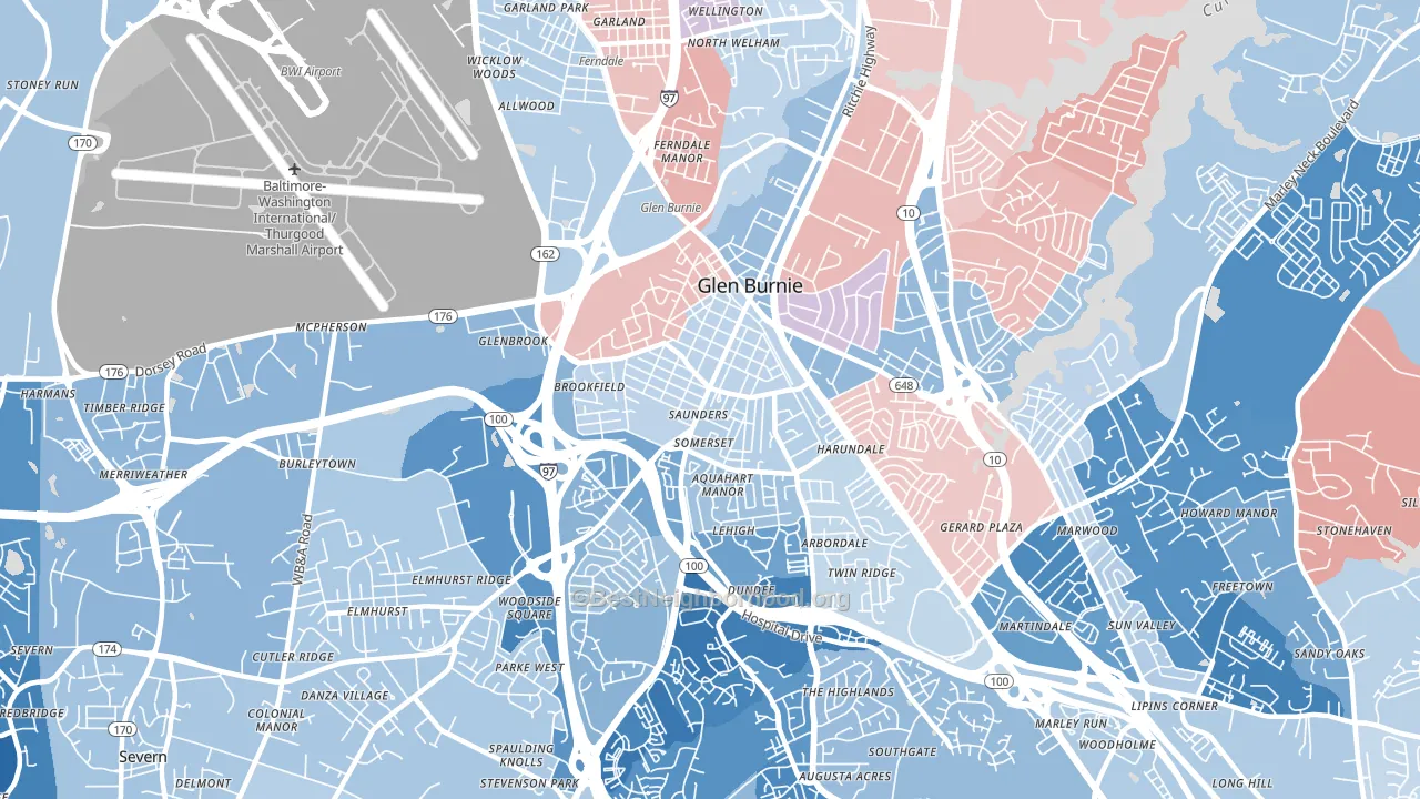 21061, MD block-group political-lean map