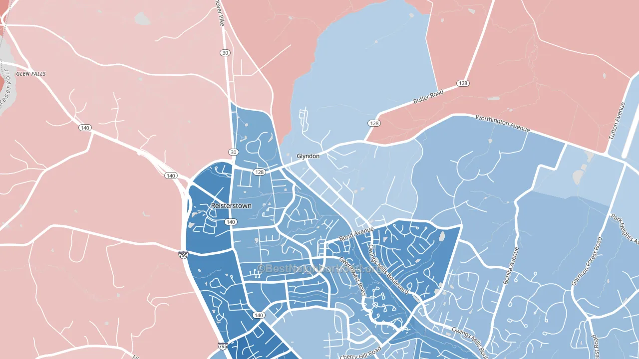 21071, MD block-group political-lean map